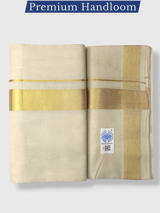 Premium Wedding Handloom Balaramapuram Unaakupaavu Kasavu Mundu for Men