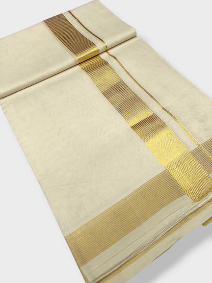 Premium Wedding Handloom Balaramapuram Unaakupaavu Kasavu Mundu for Men