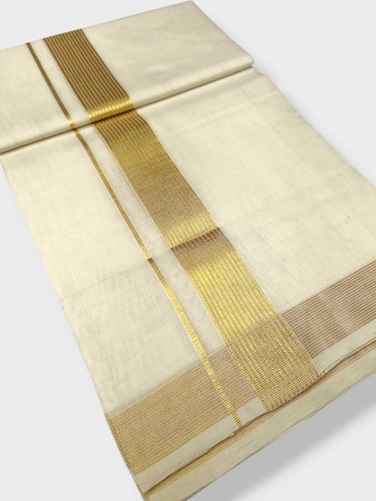 Premium Wedding Handloom Balaramapuram Unaakupaavu Kasavu Mundu for Men
