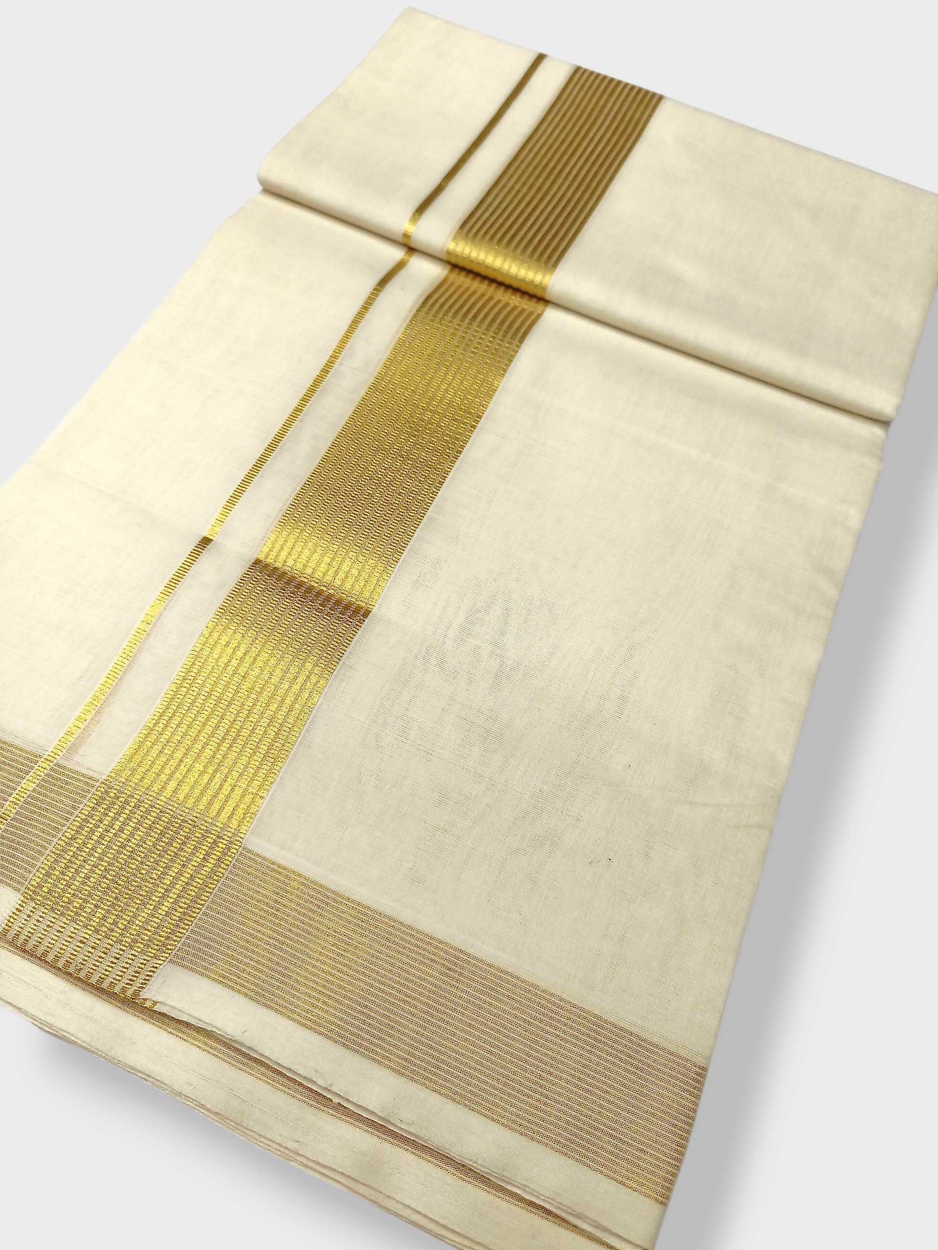 Premium Wedding Handloom Balaramapuram Unaakupaavu Kasavu Mundu for Men