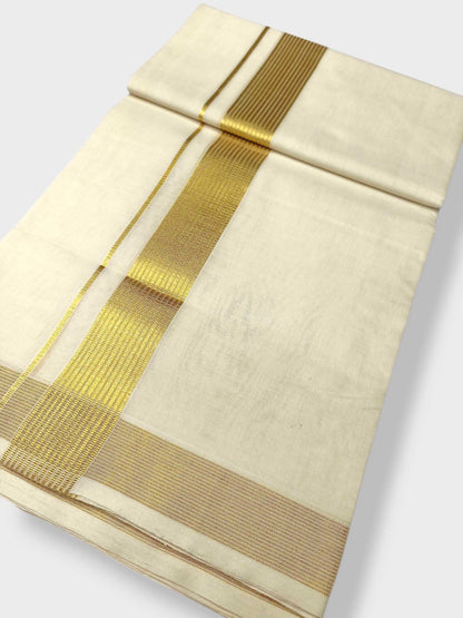 Premium Wedding Handloom Balaramapuram Unaakupaavu Kasavu Mundu for Men