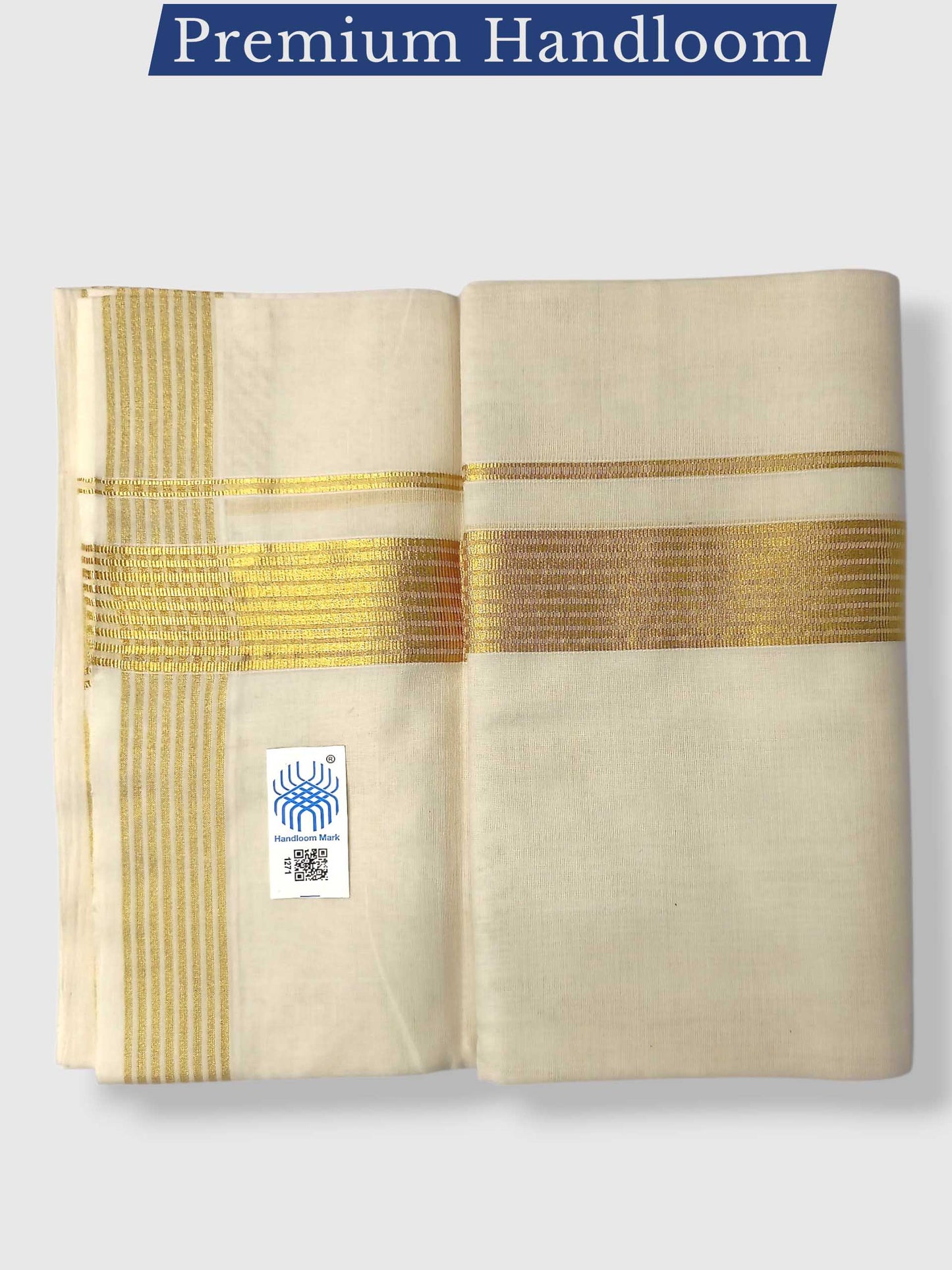 Premium Wedding Handloom Balaramapuram Unaakupaavu Kasavu Mundu for Men