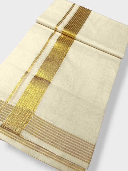 Premium Wedding Handloom Balaramapuram Unaakupaavu Kasavu Mundu for Men