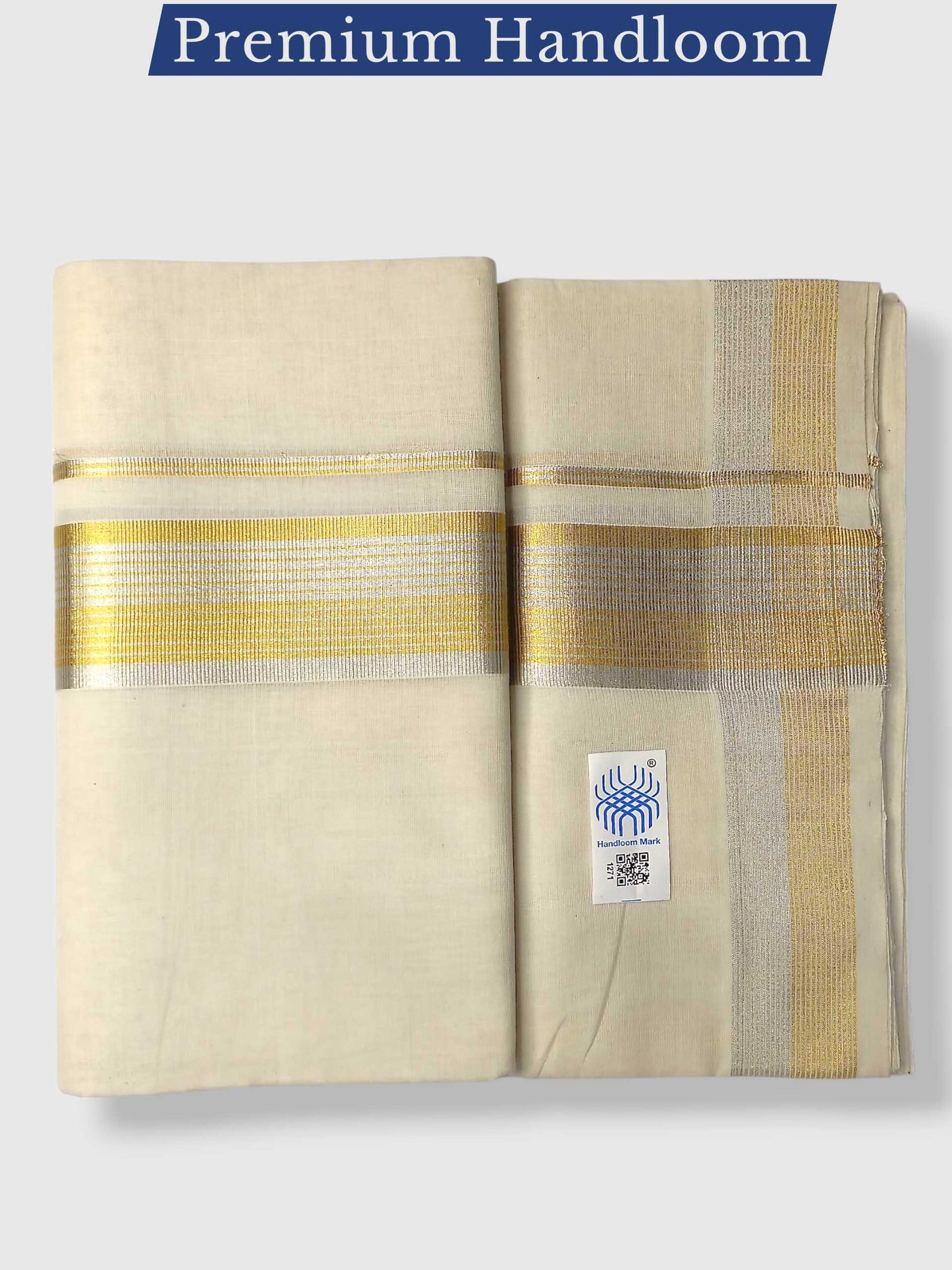 Premium Wedding Handloom Balaramapuram Unaakupaavu Kasavu Mundu for Men