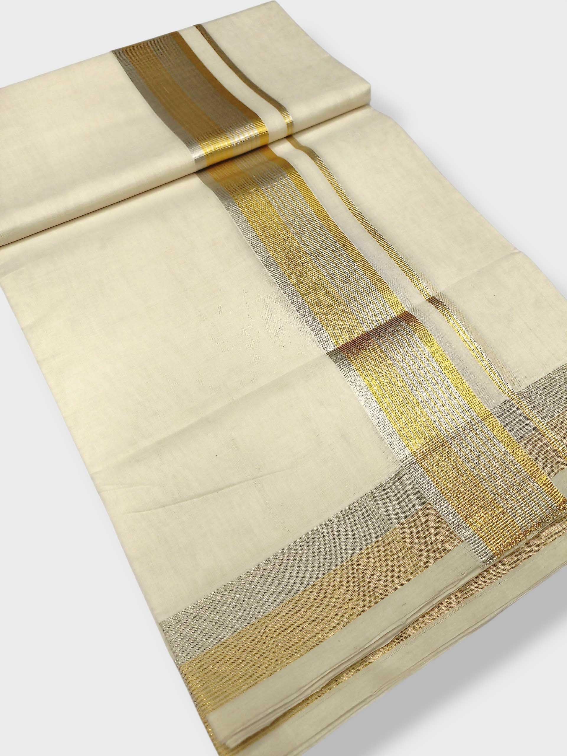 Premium Wedding Handloom Balaramapuram Unaakupaavu Kasavu Mundu for Men