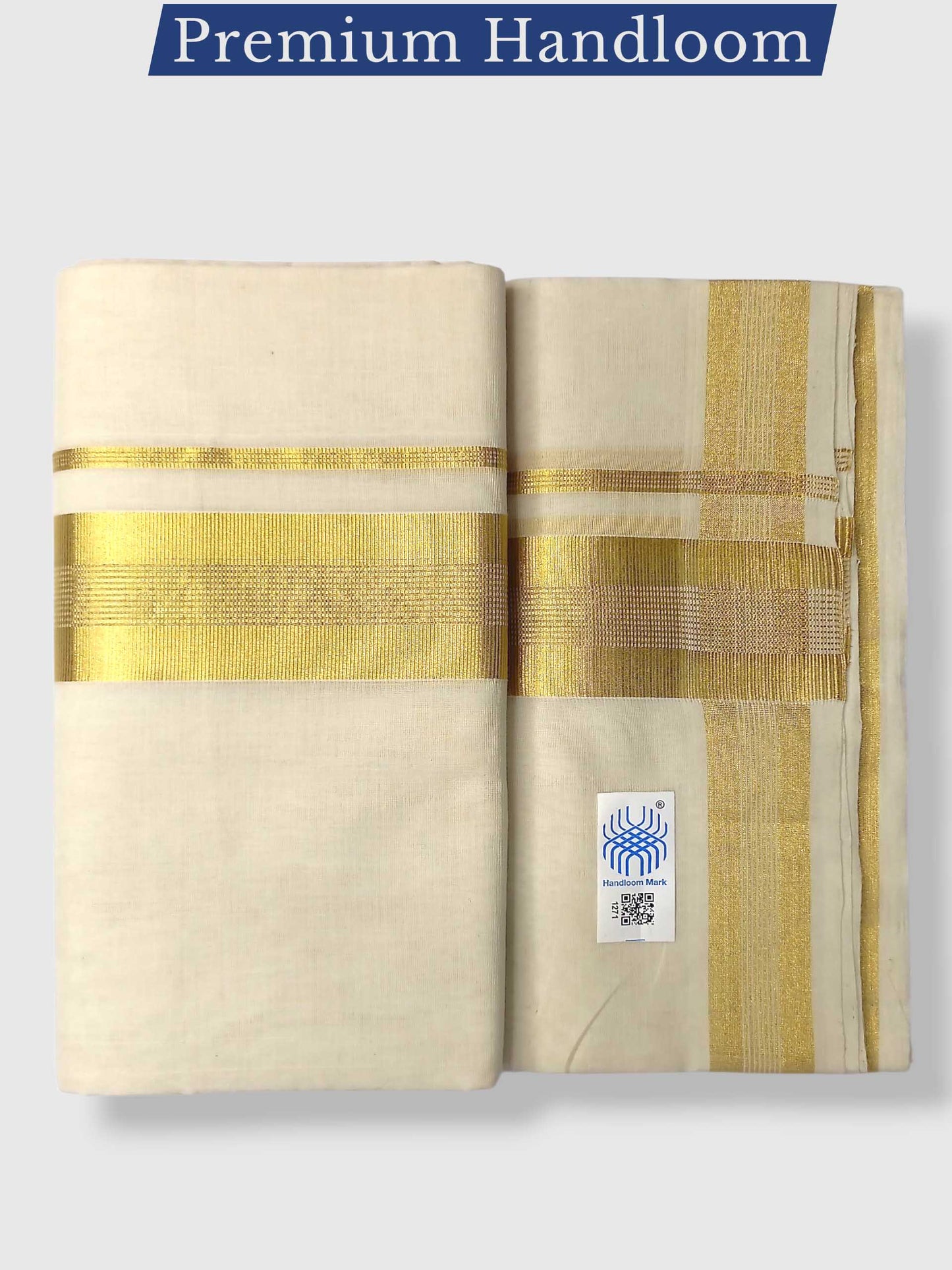 Premium Wedding Handloom Balaramapuram Unaakupaavu Kasavu Mundu for Men