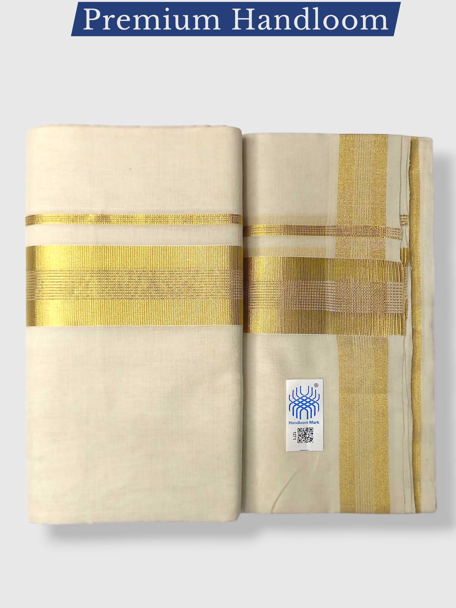 Premium Wedding Handloom Balaramapuram Unaakupaavu Kasavu Mundu for Men