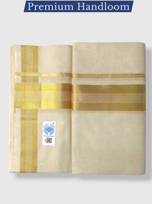 Premium Wedding Handloom Balaramapuram Unaakupaavu Kasavu Mundu for Men