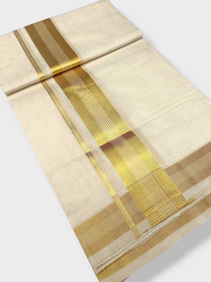 Premium Wedding Handloom Balaramapuram Unaakupaavu Kasavu Mundu for Men