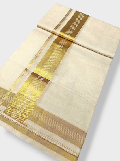 Premium Wedding Handloom Balaramapuram Unaakupaavu Kasavu Mundu for Men