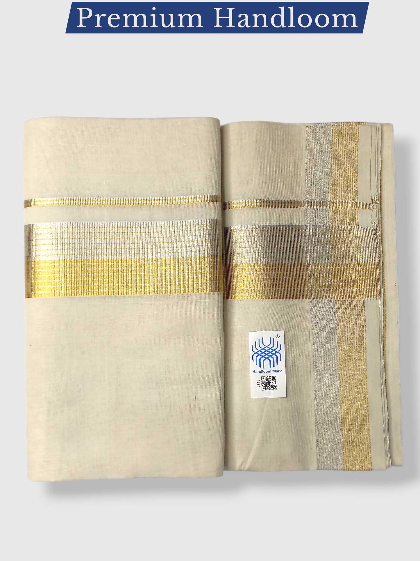 Premium Wedding Handloom Balaramapuram Unaakupaavu Kasavu Mundu for Men