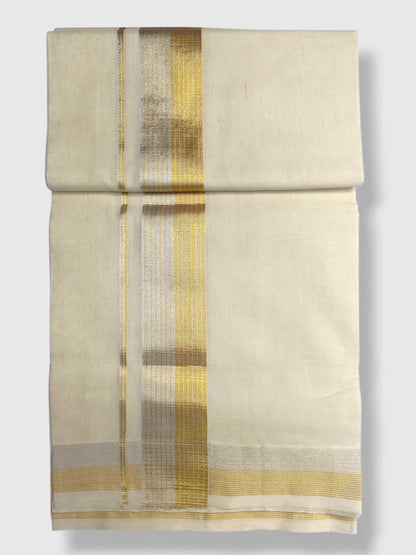 Premium Wedding Handloom Balaramapuram Unaakupaavu Kasavu Mundu for Men