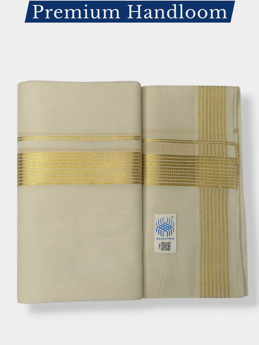 Premium Wedding Handloom Balaramapuram Unaakupaavu Kasavu Mundu for Men