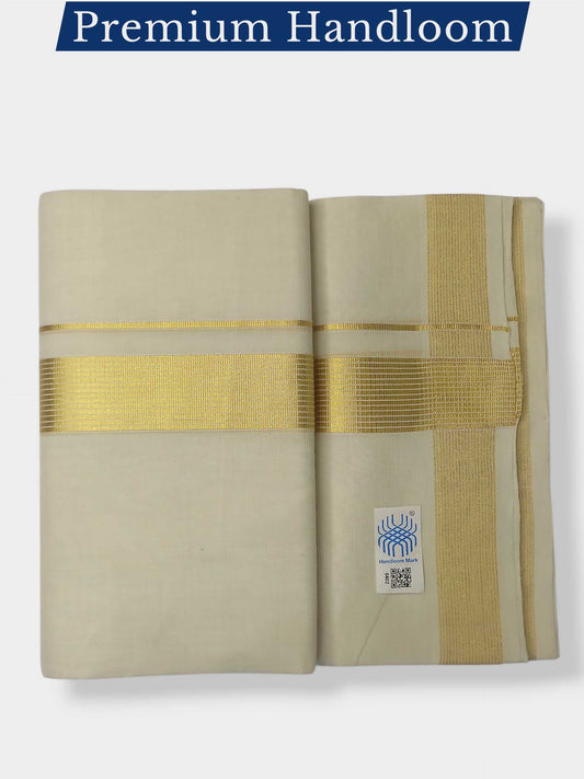 Premium Wedding Handloom Balaramapuram Unaakupaavu Kasavu Mundu for Men