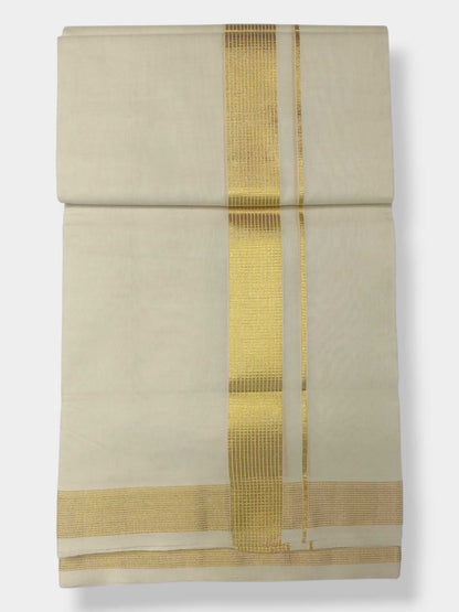 Premium Wedding Handloom Balaramapuram Unaakupaavu Kasavu Mundu for Men