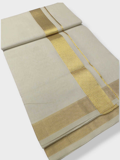 Premium Wedding Handloom Balaramapuram Unaakupaavu Kasavu Mundu for Men