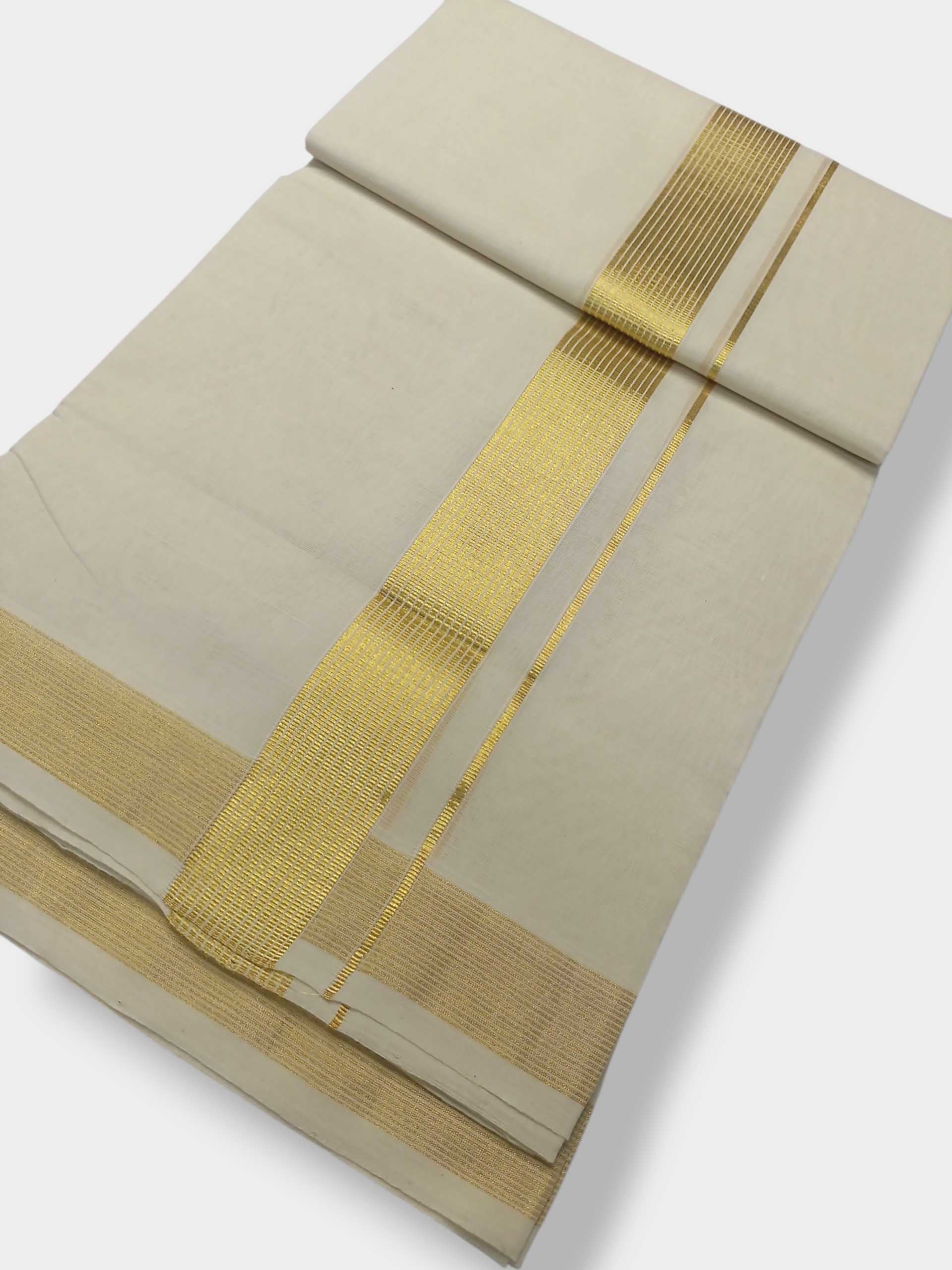 Premium Wedding Handloom Balaramapuram Unaakupaavu Kasavu Mundu for Men