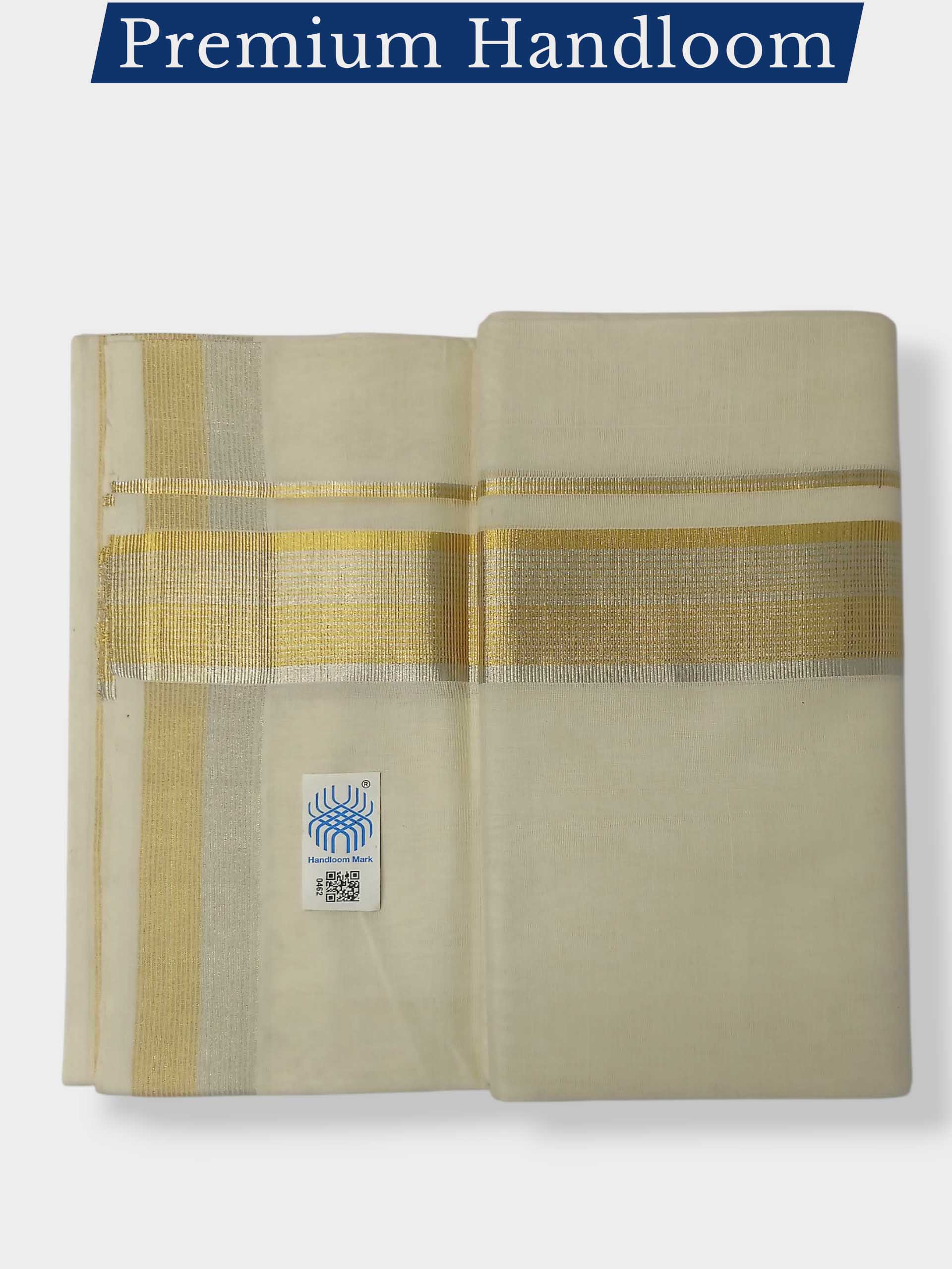 Premium Wedding Handloom Balaramapuram Unaakupaavu Kasavu Mundu for Men