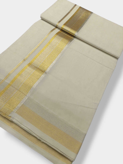 Premium Wedding Handloom Balaramapuram Unaakupaavu Kasavu Mundu for Men