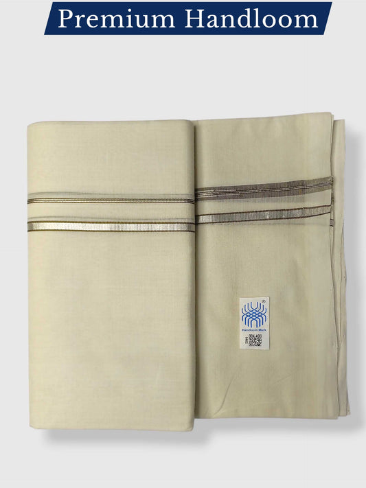 Premium Wedding Handloom Balaramapuram Unaakupaavu Kasavu Mundu for Men