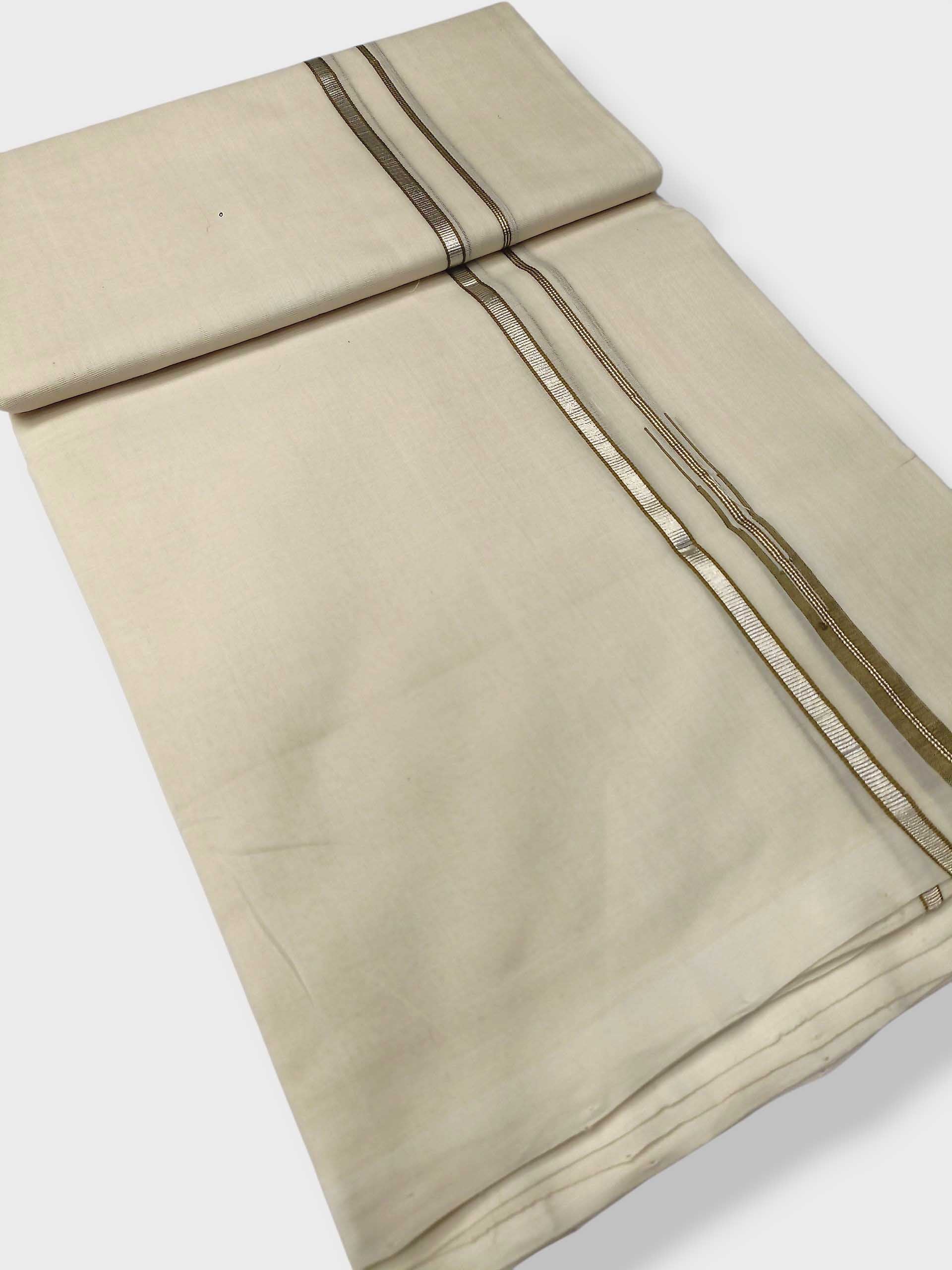 Premium Wedding Handloom Balaramapuram Unaakupaavu Kasavu Mundu for Men