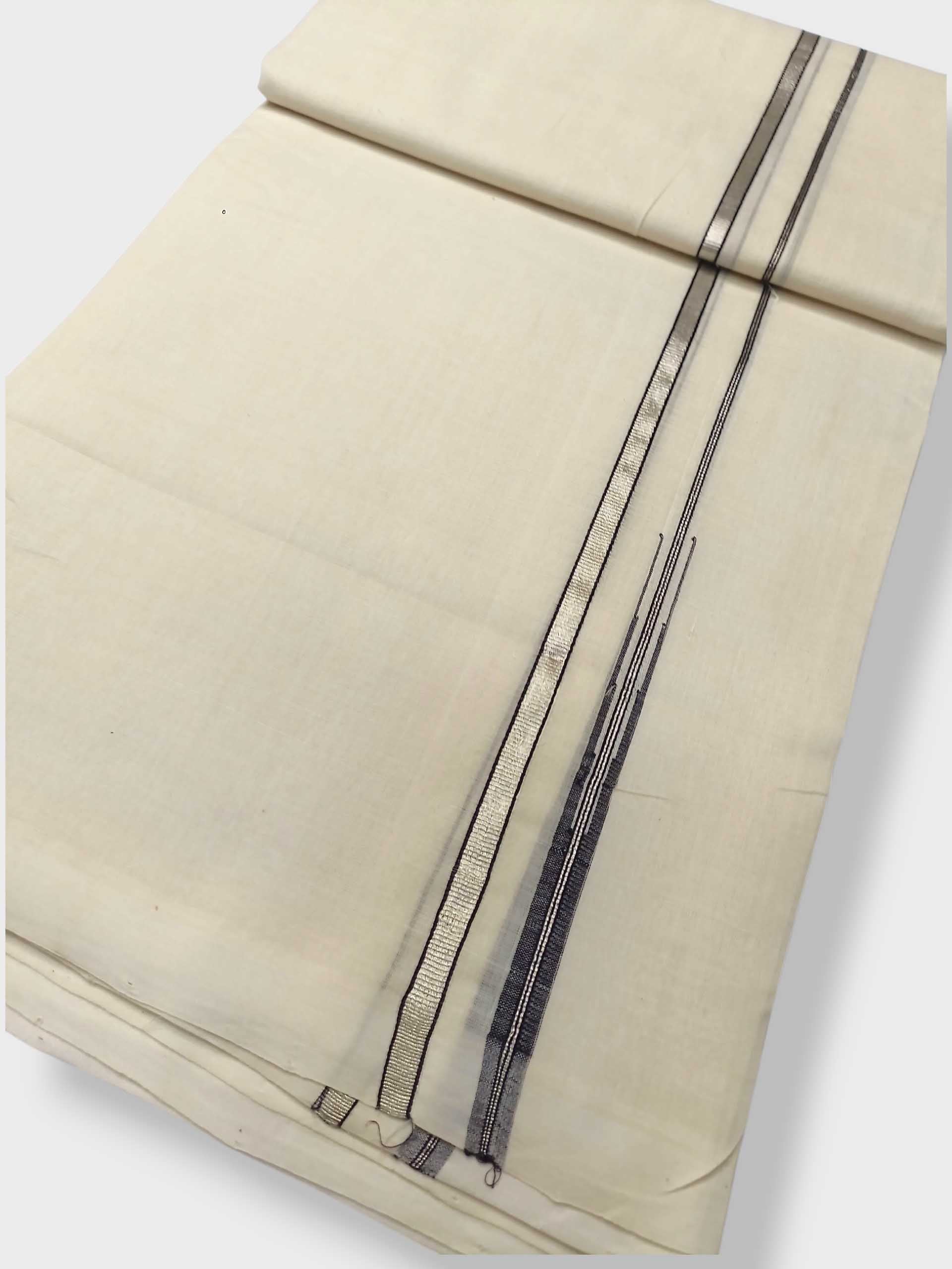 Premium Wedding Handloom Balaramapuram Unaakupaavu Kasavu Mundu for Men