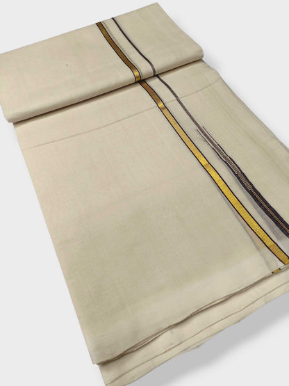 Premium Wedding Handloom Balaramapuram Unaakupaavu Kasavu Mundu for Men