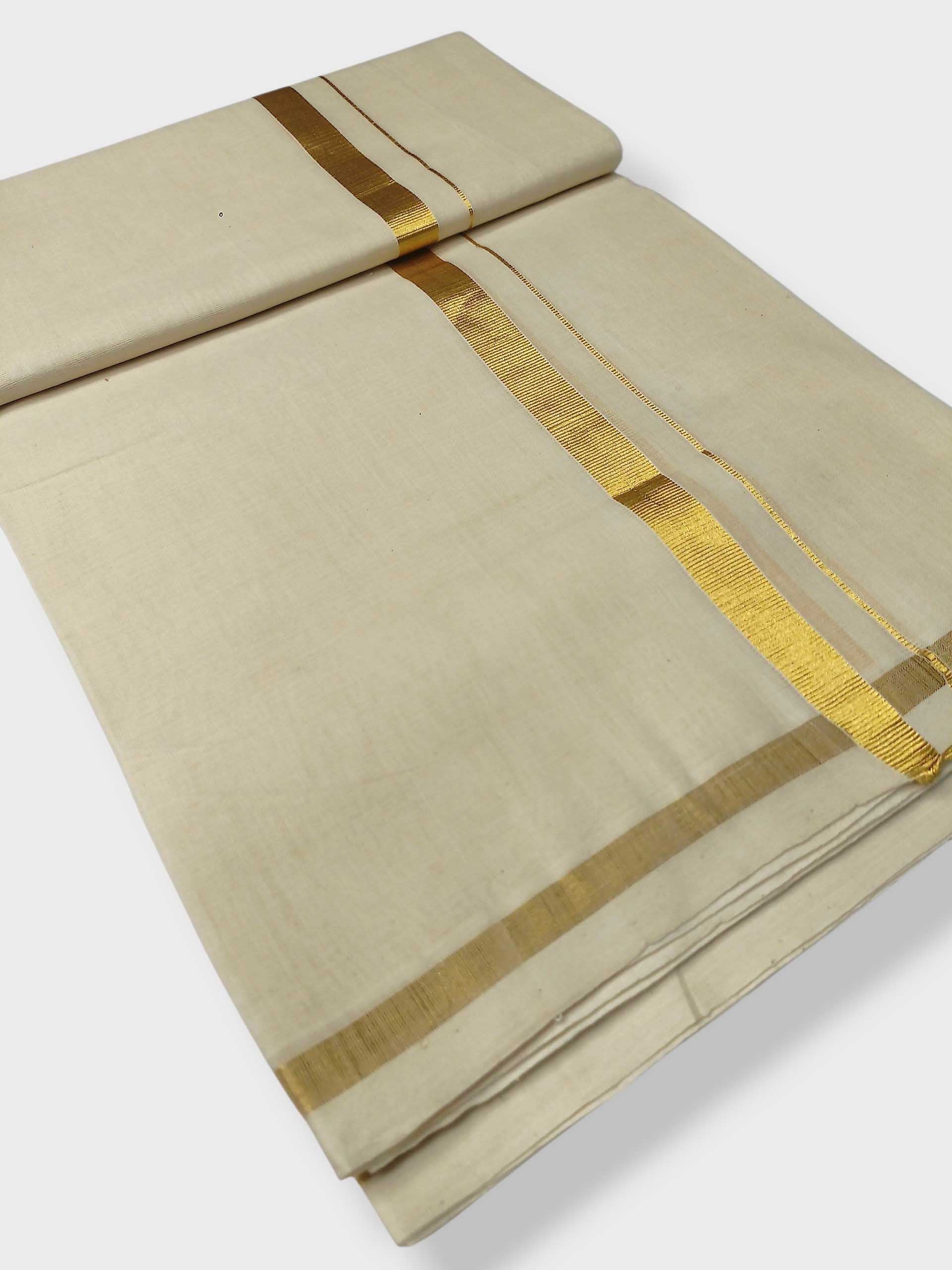 Premium Wedding Handloom Balaramapuram Unaakupaavu Kasavu Mundu for Men