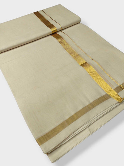 Premium Wedding Handloom Balaramapuram Unaakupaavu Kasavu Mundu for Men