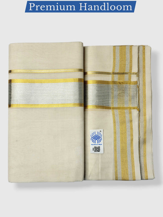 Premium Wedding Handloom Balaramapuram Unaakupaavu Kasavu Mundu for Men