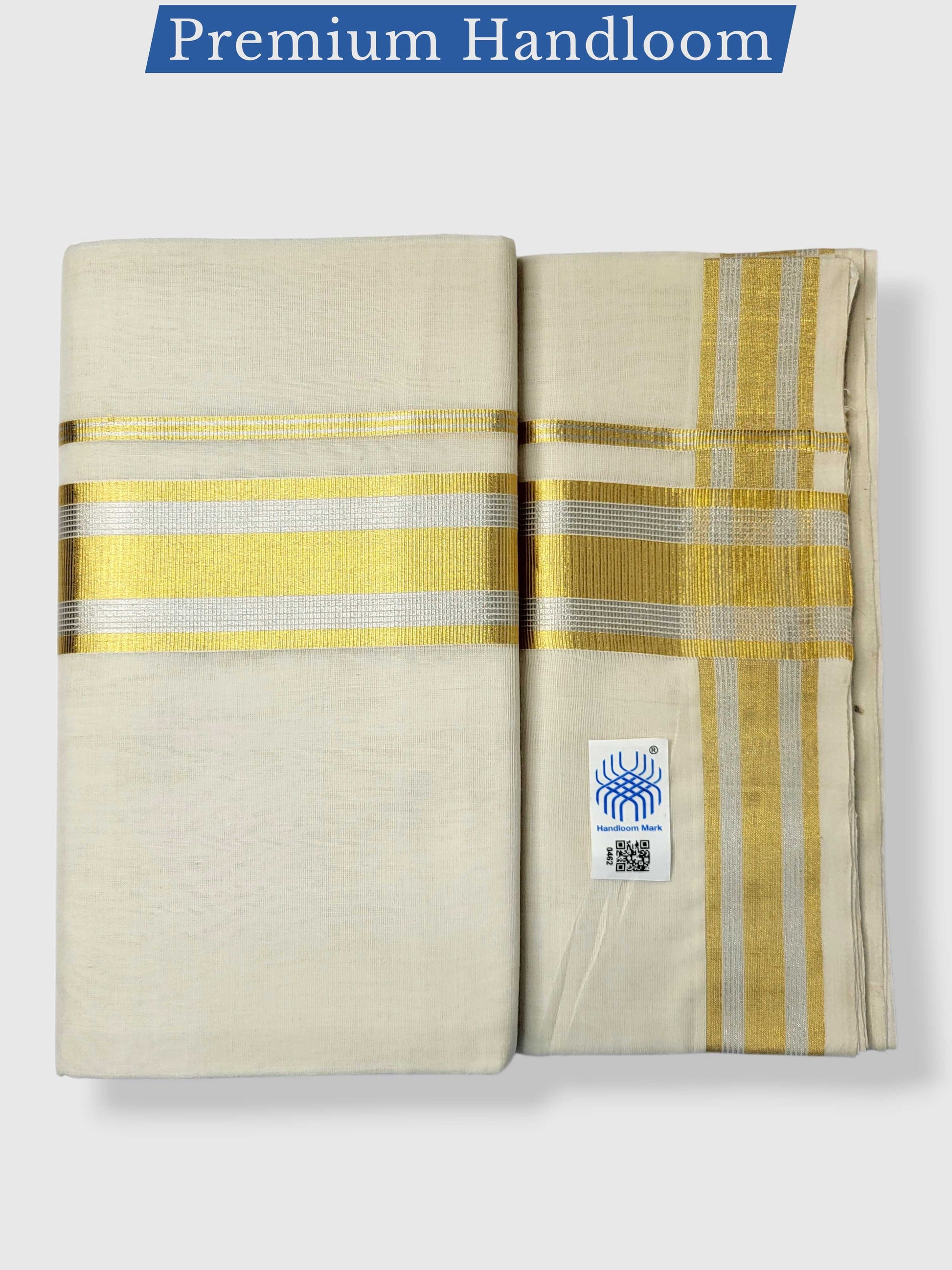 Premium Wedding Handloom Balaramapuram Unaakupaavu Kasavu Mundu for Men