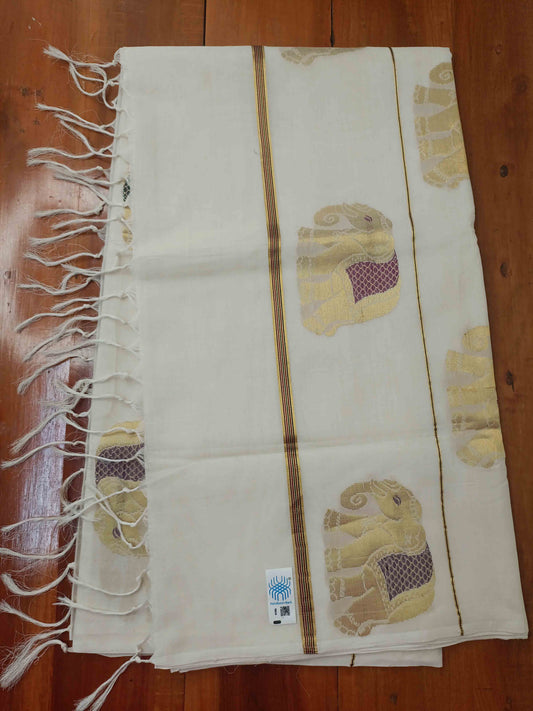 Kuthampully Handloom Kasavu Saree