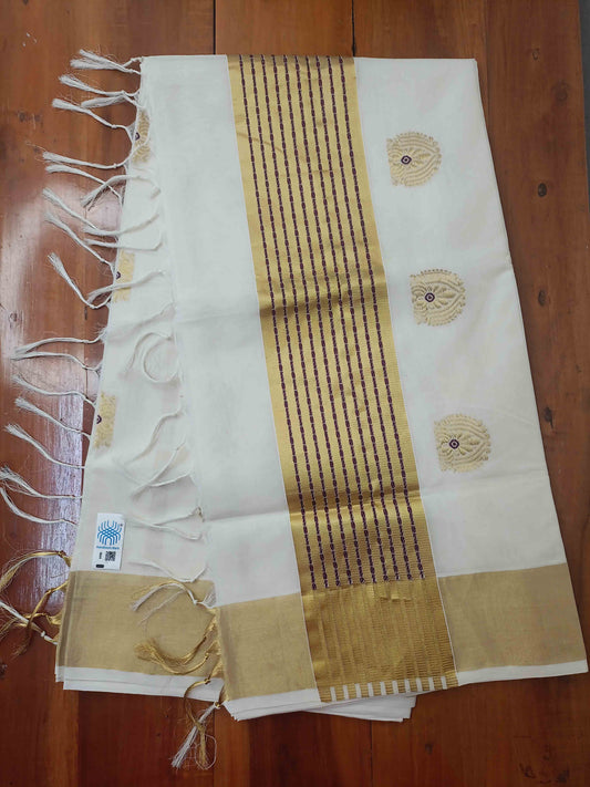 Kuthampully Handloom Kasavu Saree