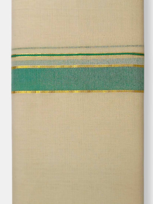 Balaramapuram Handloom Double Mundu Pure Cotton with Green Border