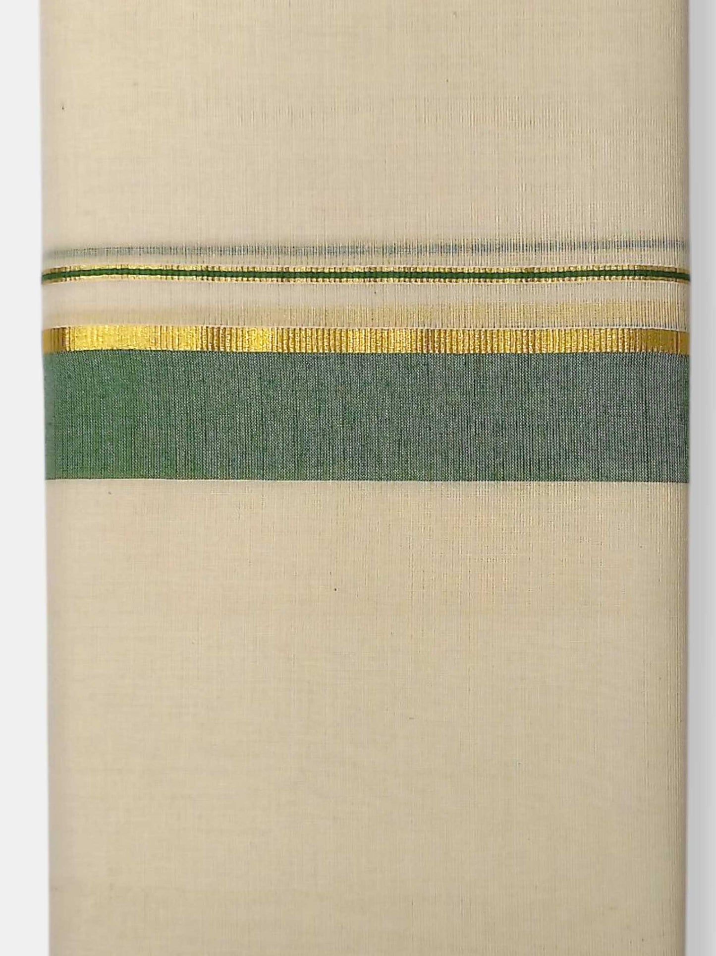 Balaramapuram Handloom Double Mundu Pure Cotton with Green Border
