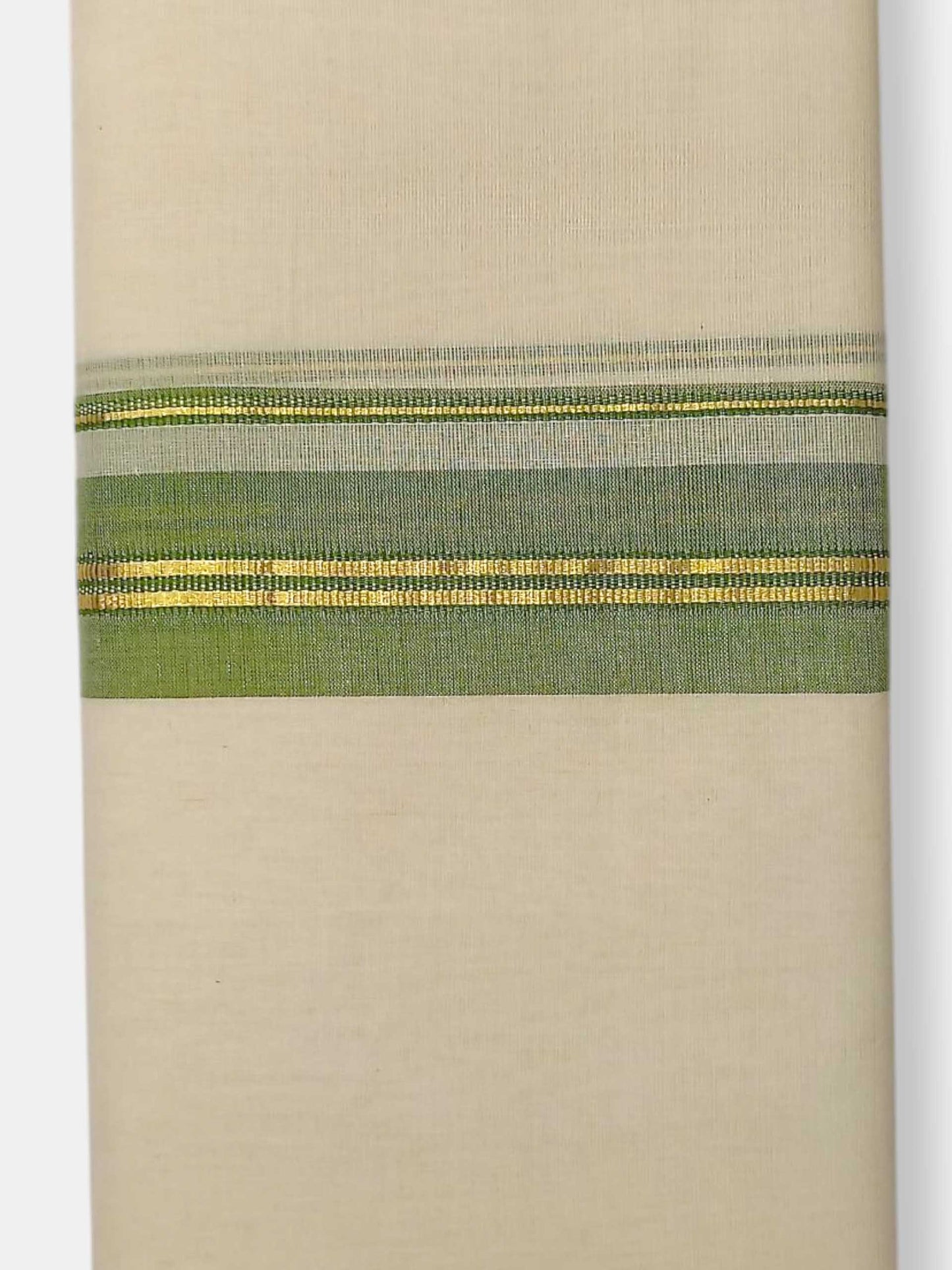 Balaramapuram Handloom Double Mundu Pure Cotton with Green Border