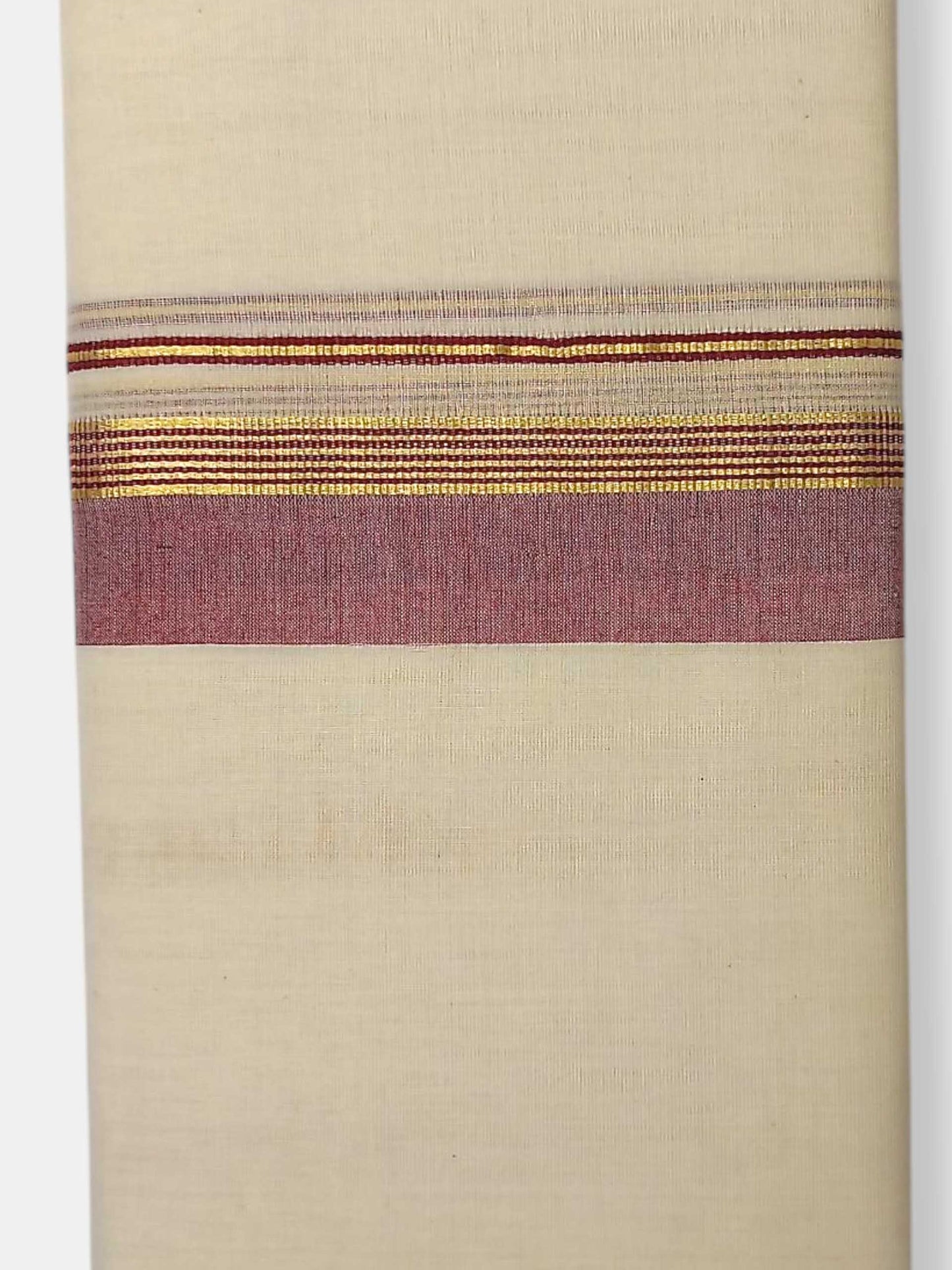 Balaramapuram Handloom Double Mundu Pure Cotton with Maroon Border