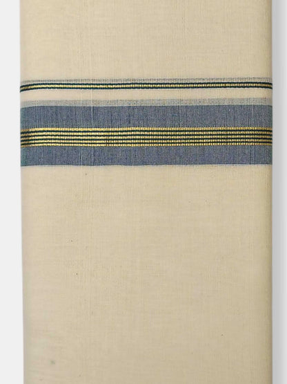 Balaramapuram Handloom Double Mundu Pure Cotton with Green Border