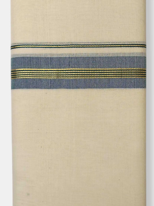 Balaramapuram Handloom Double Mundu Pure Cotton with Green Border