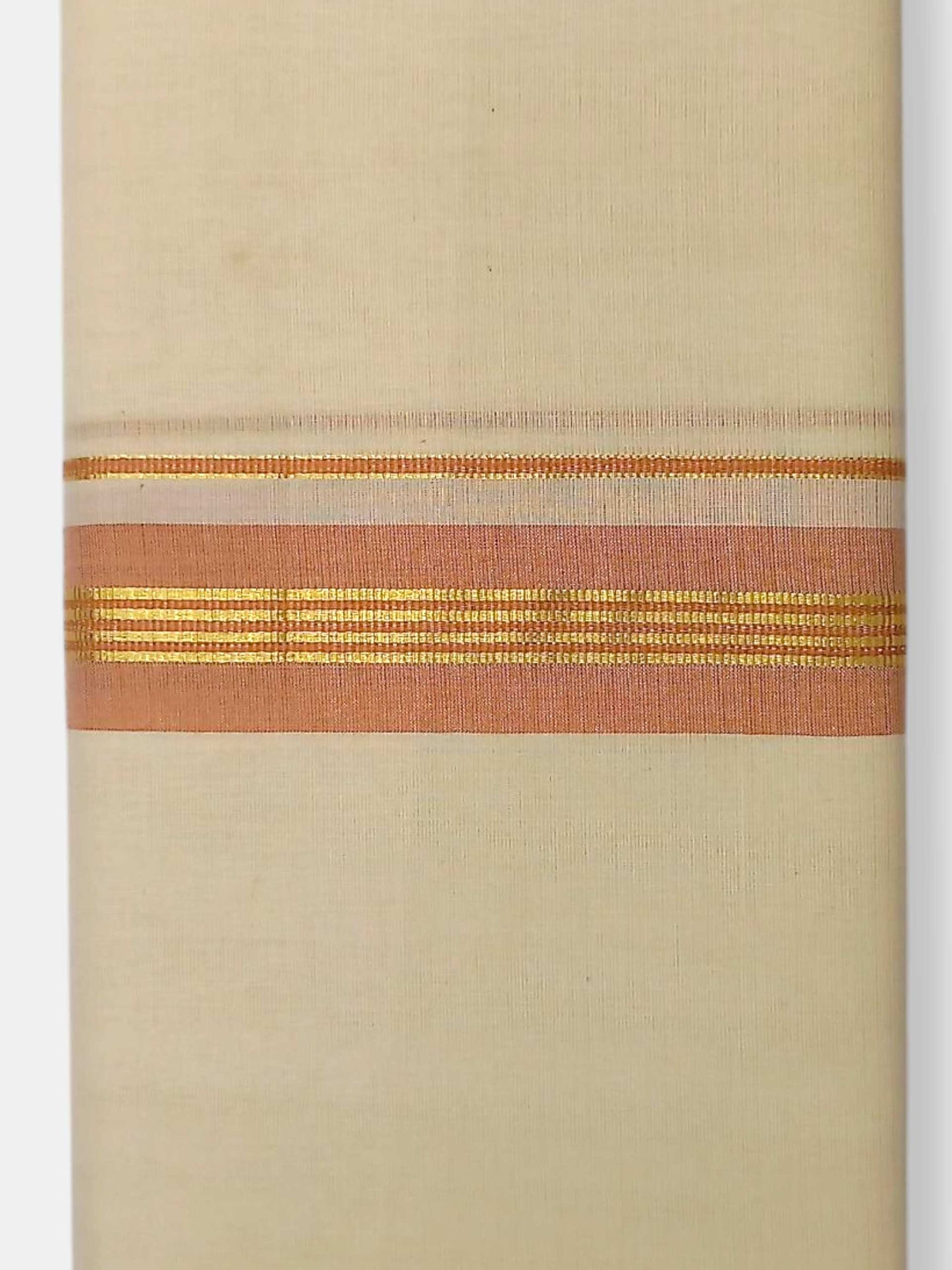 Balaramapuram Handloom Double Mundu Pure Cotton with Orange Border