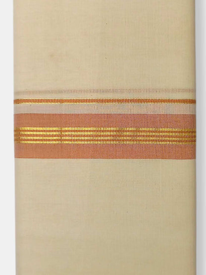 Balaramapuram Handloom Double Mundu Pure Cotton with Orange Border