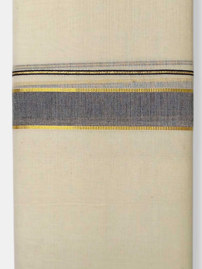 Balaramapuram Handloom Double Mundu Pure Cotton with Black Border