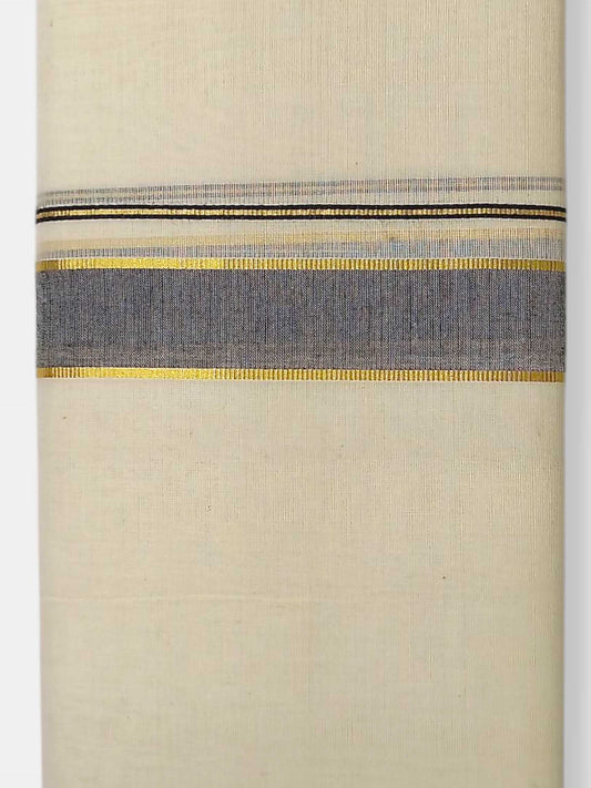 Balaramapuram Handloom Double Mundu Pure Cotton with Black Border