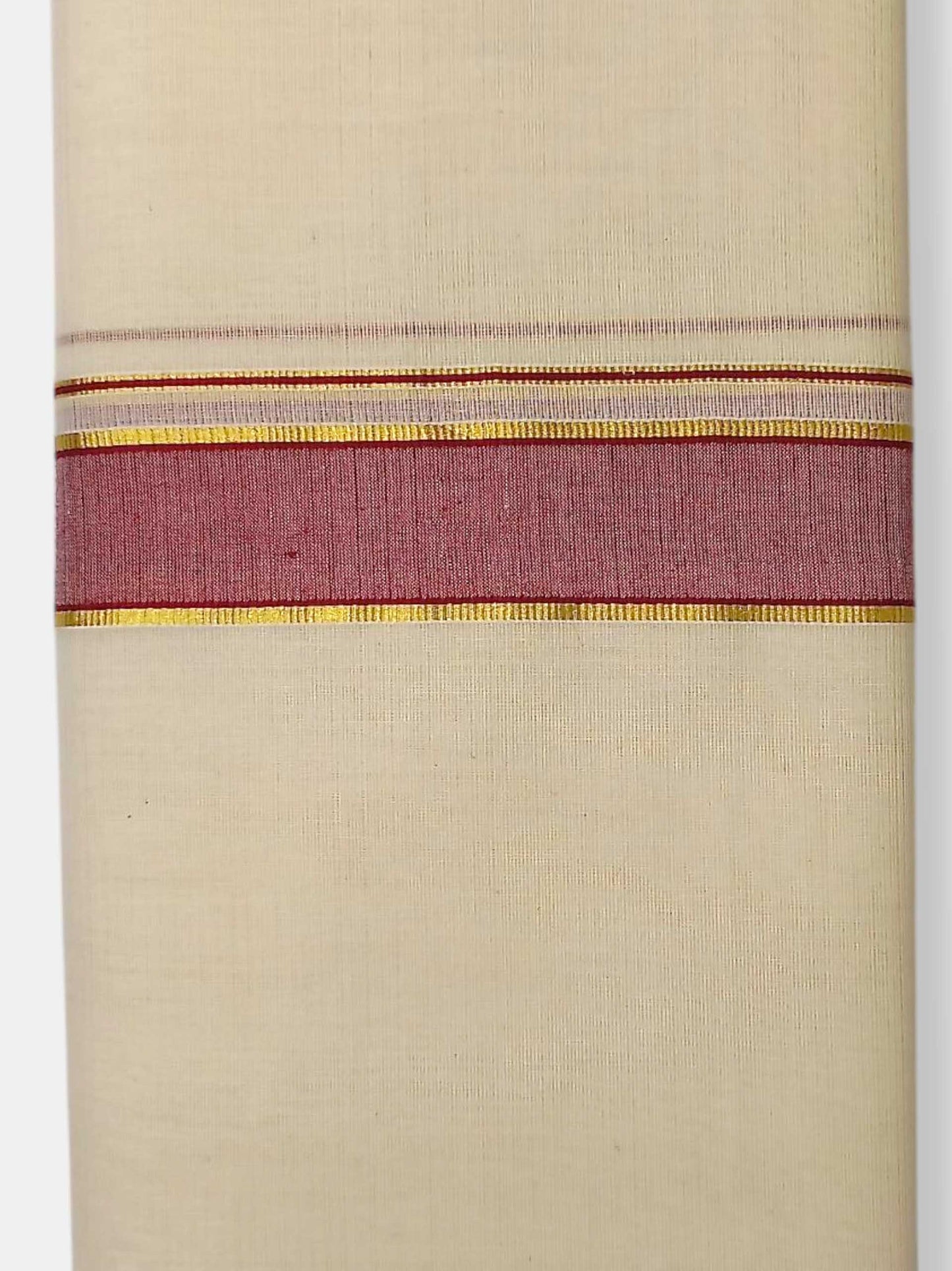 Balaramapuram Handloom Double Mundu Pure Cotton with Maroon Border