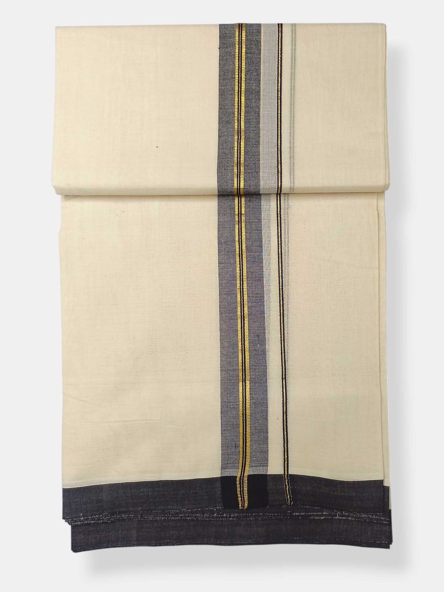 Balaramapuram Handloom Double Mundu Pure Cotton with Black Border