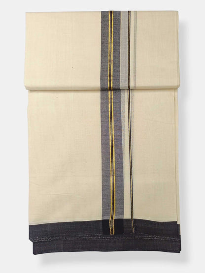 Balaramapuram Handloom Double Mundu Pure Cotton with Black Border
