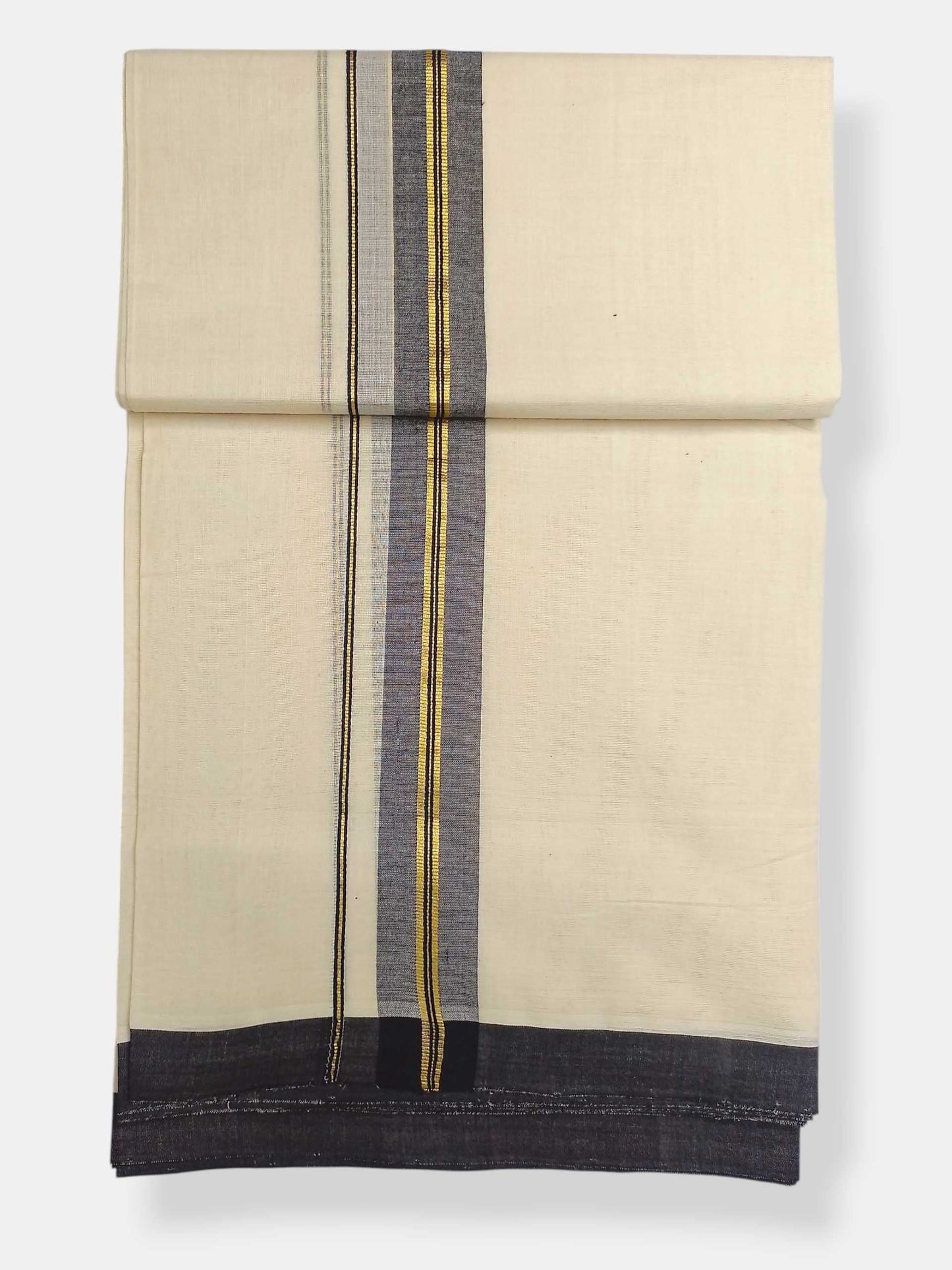 Balaramapuram Handloom Double Mundu Pure Cotton with Black Border