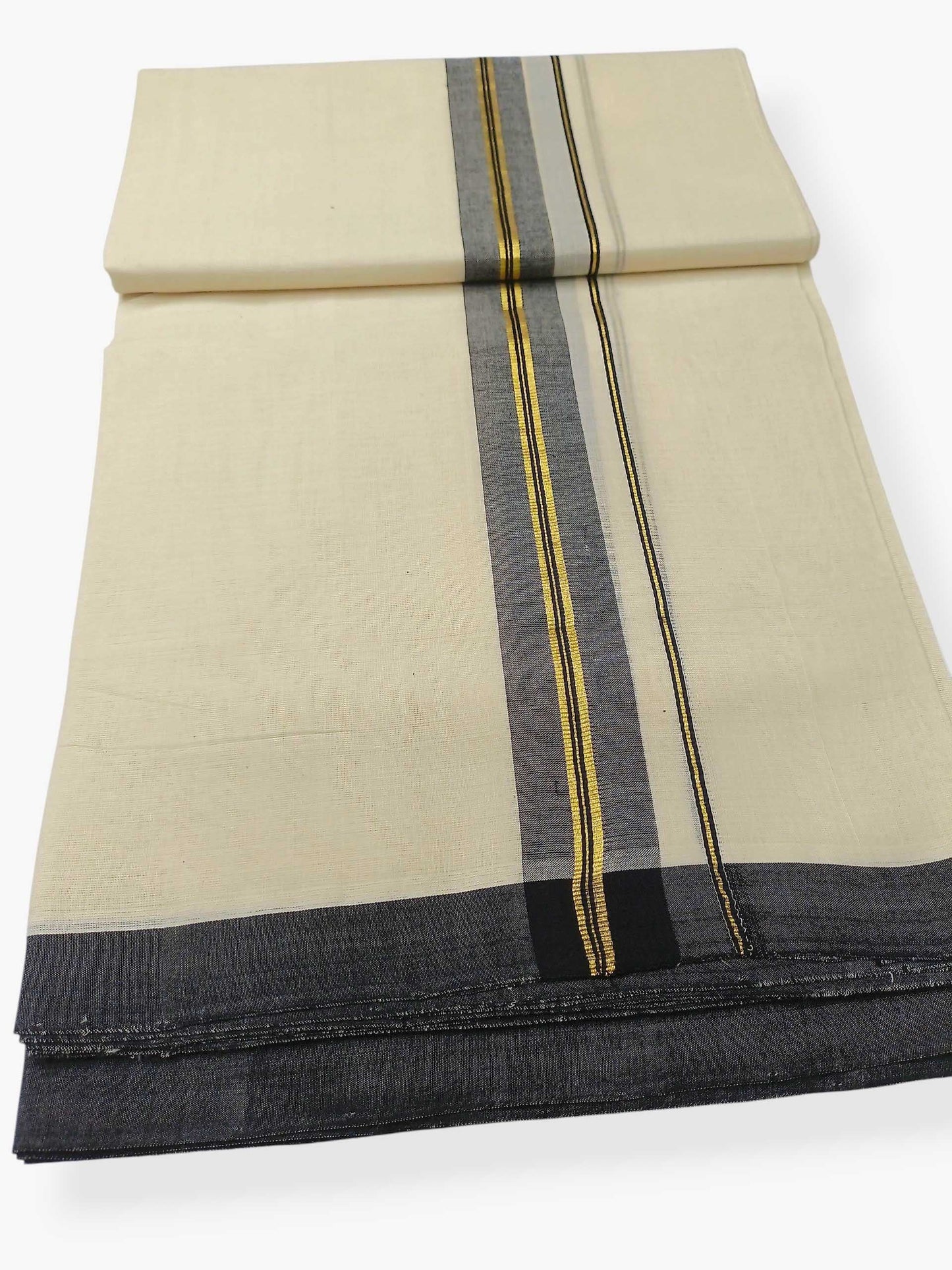 Balaramapuram Handloom Double Mundu Pure Cotton with Black Border
