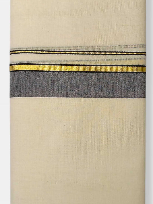 Balaramapuram Handloom Double Mundu Pure Cotton with Black Border