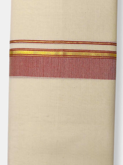 Balaramapuram Handloom Double Mundu Pure Cotton with Gray Border